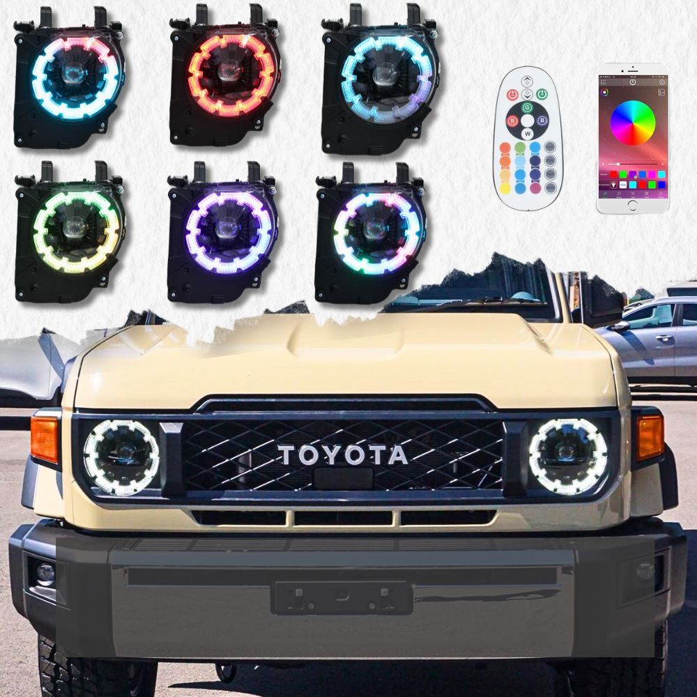 RGB Sequential LED Headlight Head lights Suits Landcruiser 70 76 78 79 Series 2024 Onwards Facelift Red Green Blue Purple Yellow