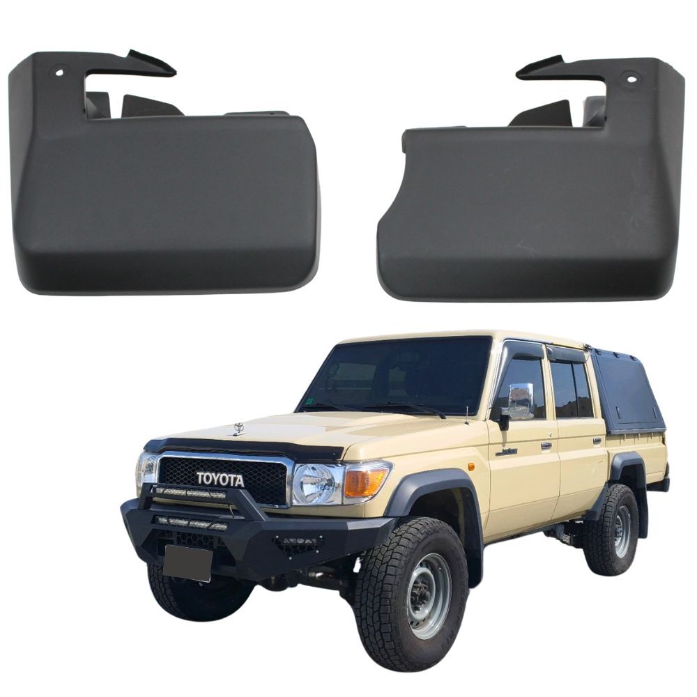 Front Mud Flaps Suits Landcruiser 76 78 79 Series with OEM Style Flares Flare Guards Black 2007 to 2023