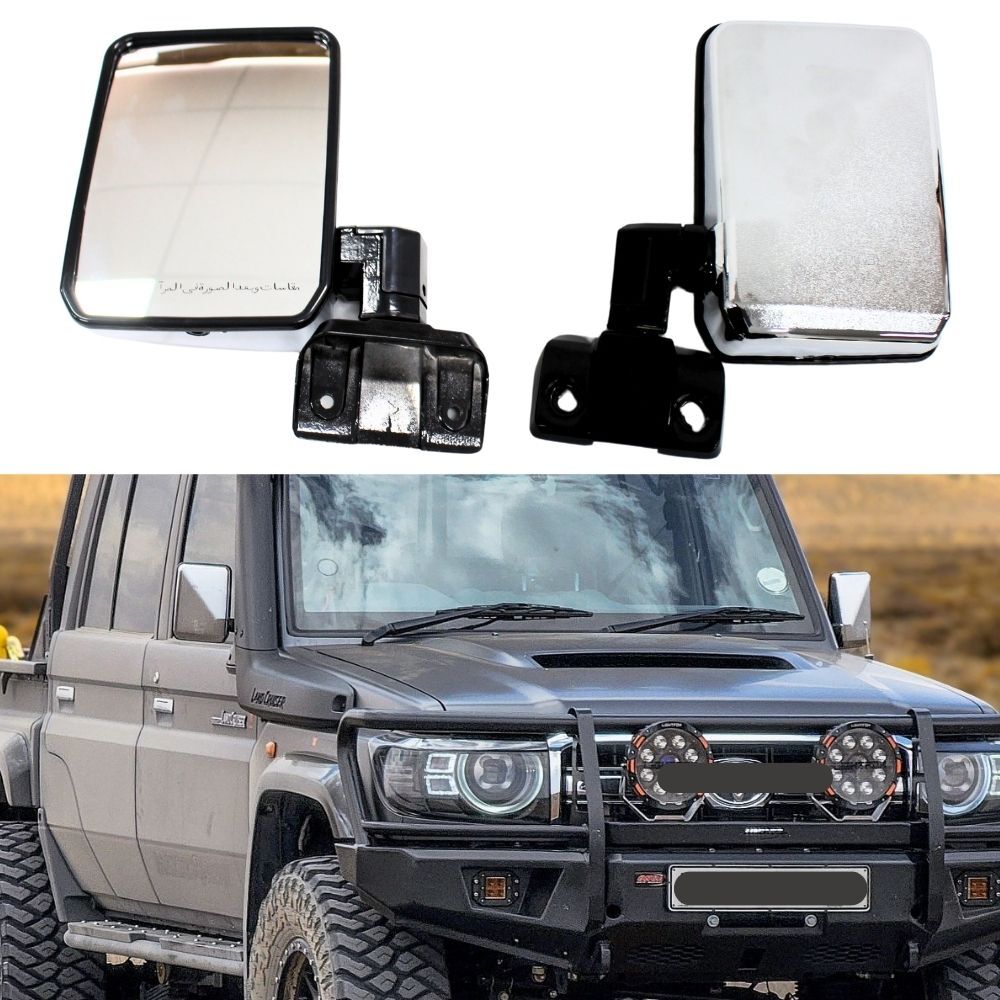 Chrome Mirror Upgrade suit Landcruiser 76 78 79 Series GXL Workmate Mirrors Set OEM Style Replacement