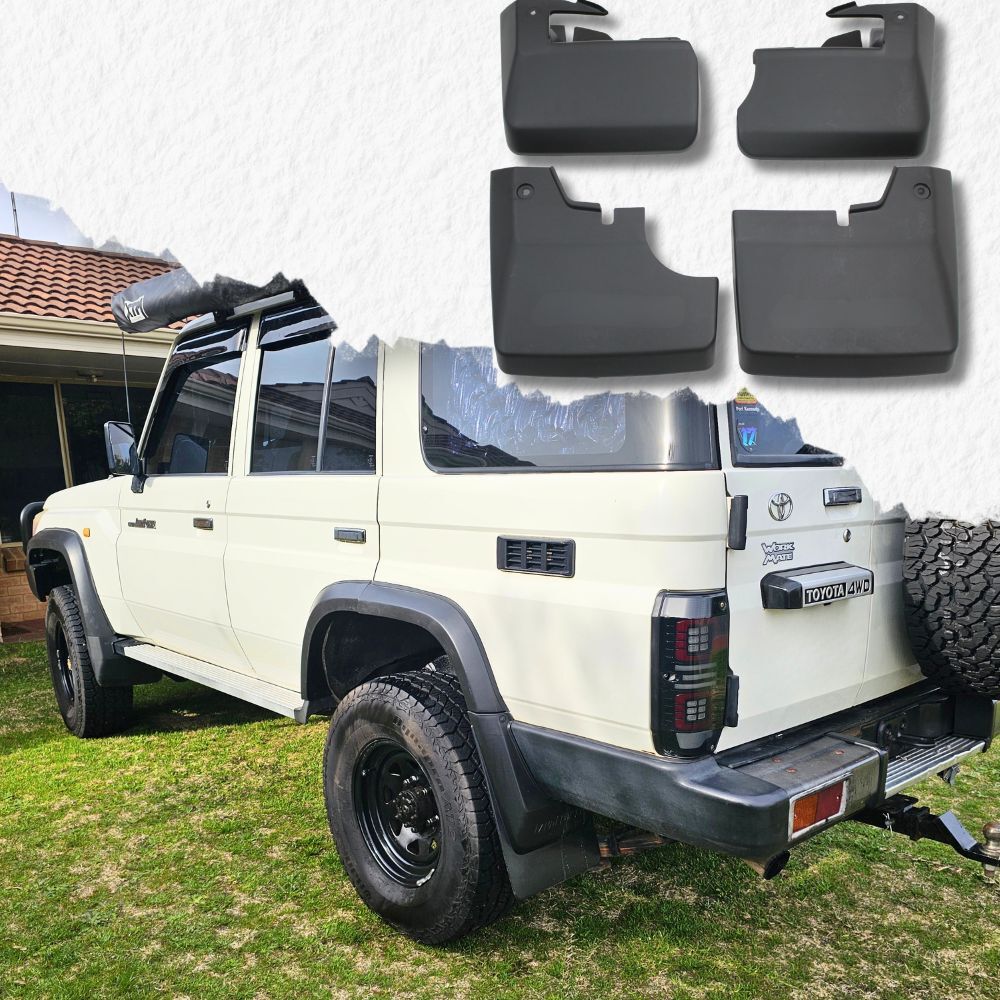 Mud Flaps Suits Landcruiser 76 Series with OEM Style Flares Flare Guards Black 2007 to 2023