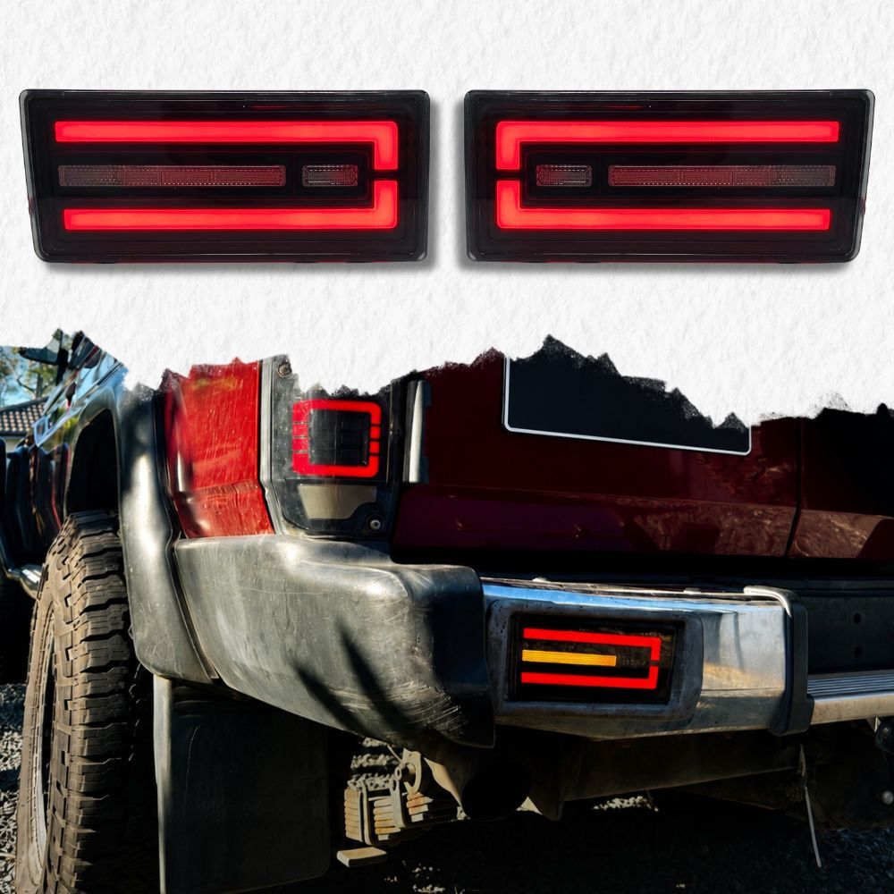 Led Rear Bumper Bar Tail Lights Suits Landcruiser 76 Series 2007 - 2023 Indicator Lamp Update Smoked Taillights