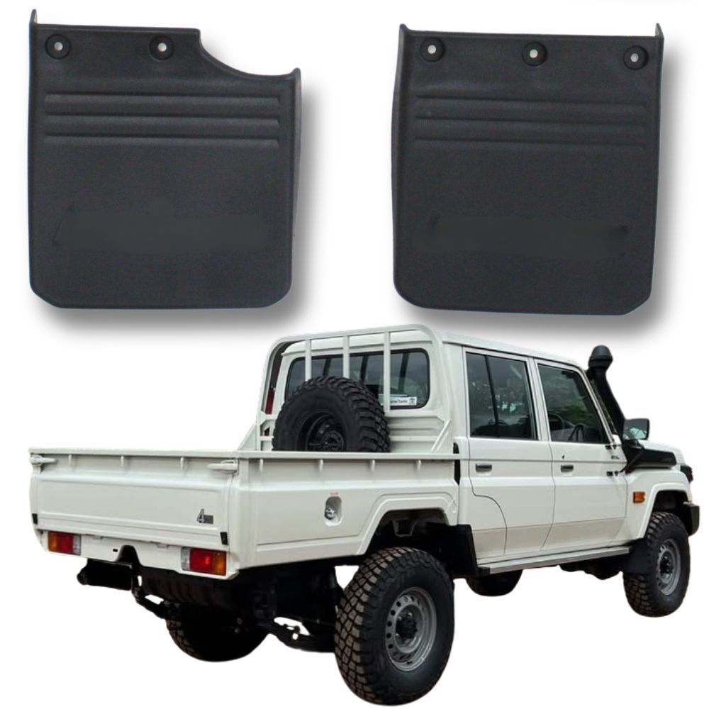 No Flare OEM Style Rear Mud Flaps Suits Landcruiser 79 Series Rear Tub Guards Black
