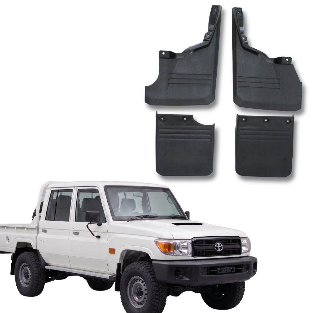 No Flare OEM Style Mud Flaps Suits Landcruiser 79 Series Front Rear Guards Black