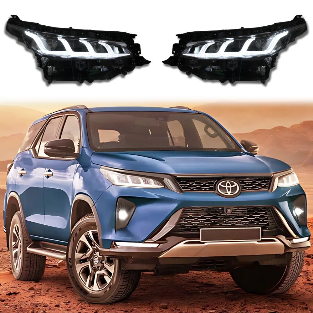 LED Quad Series DRL Headlights Suits Toyota Fortuner 2021 - 2024 Facelift Front Head lights