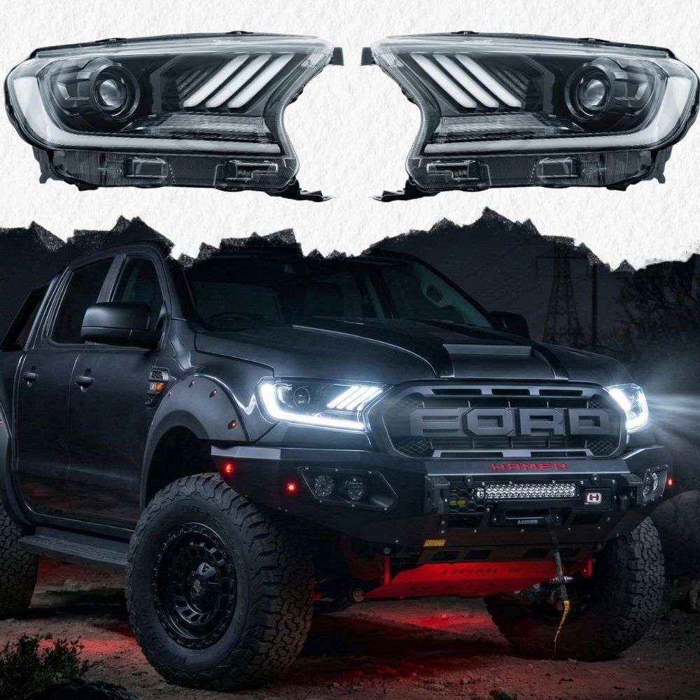 Full LED Upgrade Head Lights for Ford Ranger PX2 PX3 2015 - 2021 Everest 2015+ Mustang Style Headlights Pair
