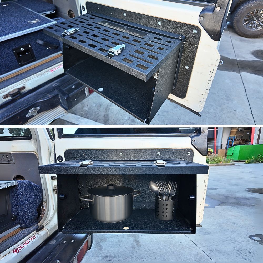 Cobra 4x4 Rear Tailgate Platform Fold Down Door Table Suits Landcruiser 76 78 Series Storage Drop Folding 