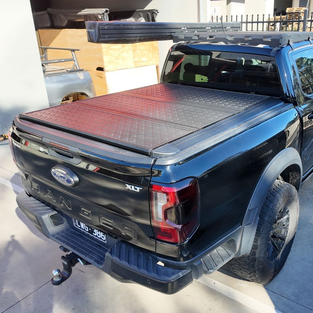 Clearance Foldable Sliding Hard Lid Trifold Aluminium Tonneau Cover Fits Ford Ranger Next Gen 2022 + MY22