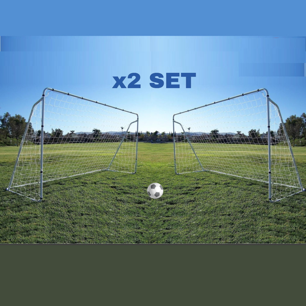 2 x SOCCER FOOTBALL GOALS STEEL MESH NET 3.6M WIDE X 1.82M HIGH