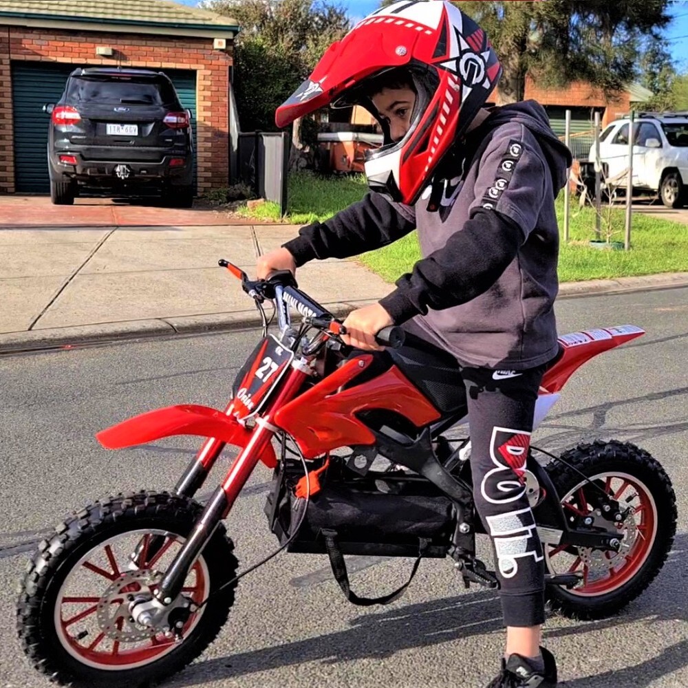 Mini 36V Electric Dirt Bike For Kids Ride On Bike 800 Watt Motorbike Toy Steel Frame Dirtbike (RED)