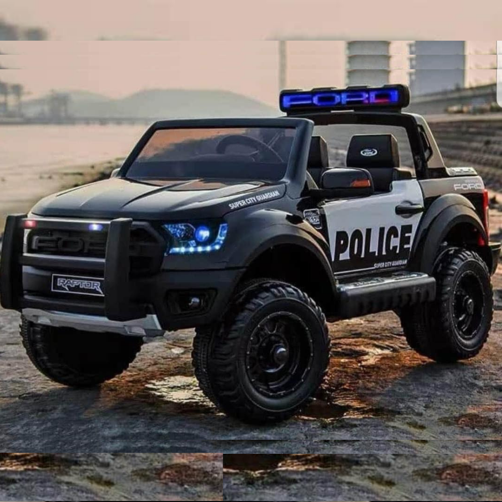 Licensed Ford Ranger Raptor Police UTE Kids Electric Ride On Car Remote Control Black White Toy