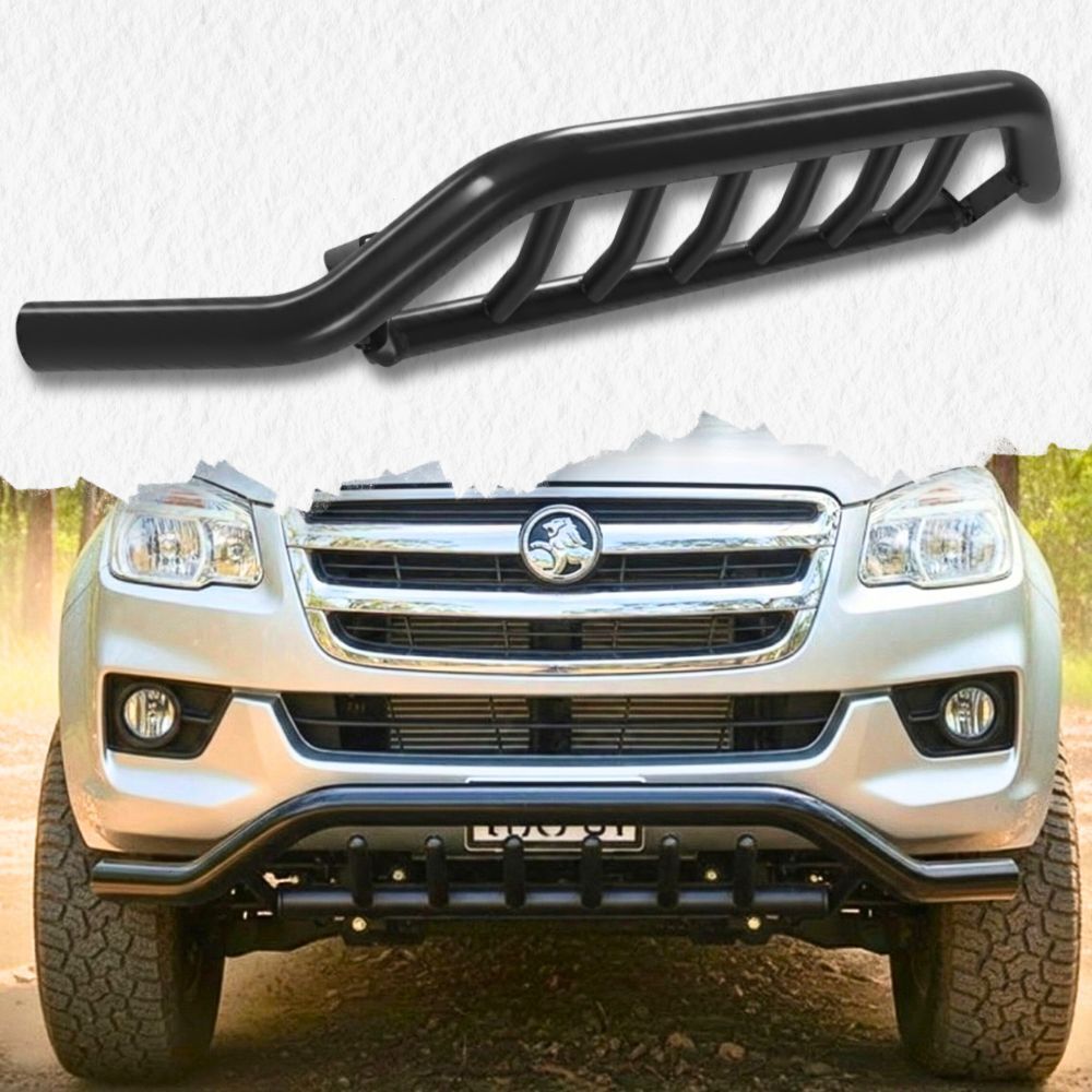 Shark Nudge Bar Gloss Black Heavy Duty Steel Suits Holden Colorado 2012 Onwards SUV & Dual Cab Front Grill Bull Bumper Guard