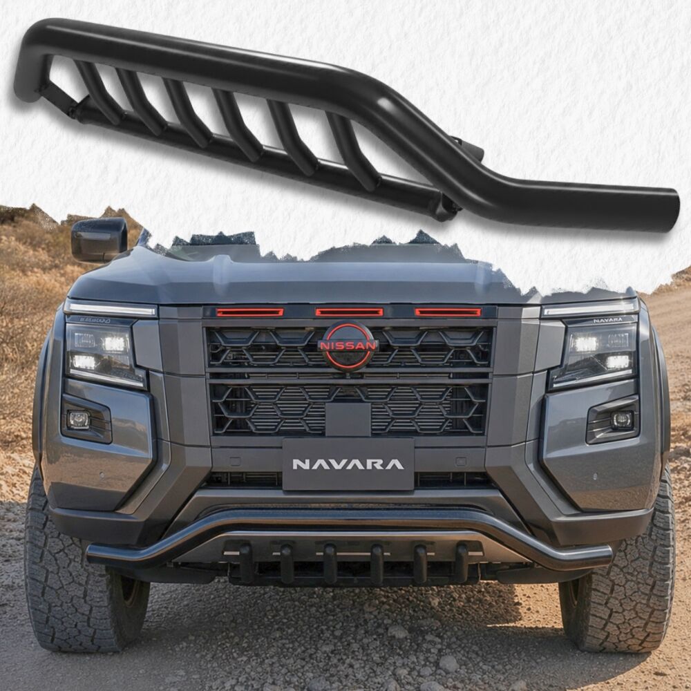 Shark Nudge Bar Gloss Black Heavy Duty Steel Suits Nissan Navara D27 2026 Onwards Front Grill Bull Bumper Guard