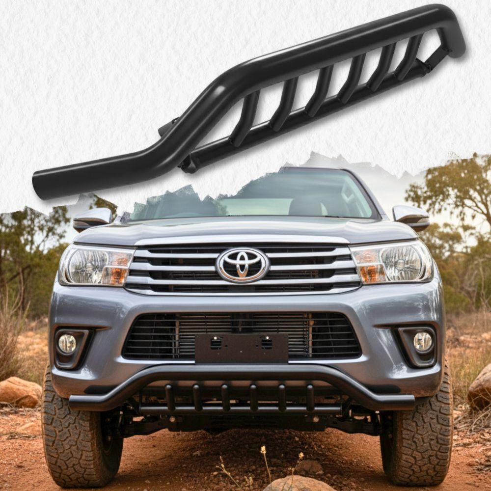 Shark Nudge Bar Gloss Black Heavy Duty Steel Suits Toyota Hilux N80 2015 - 2025 N80 Front Grill Bull Bumper Guard