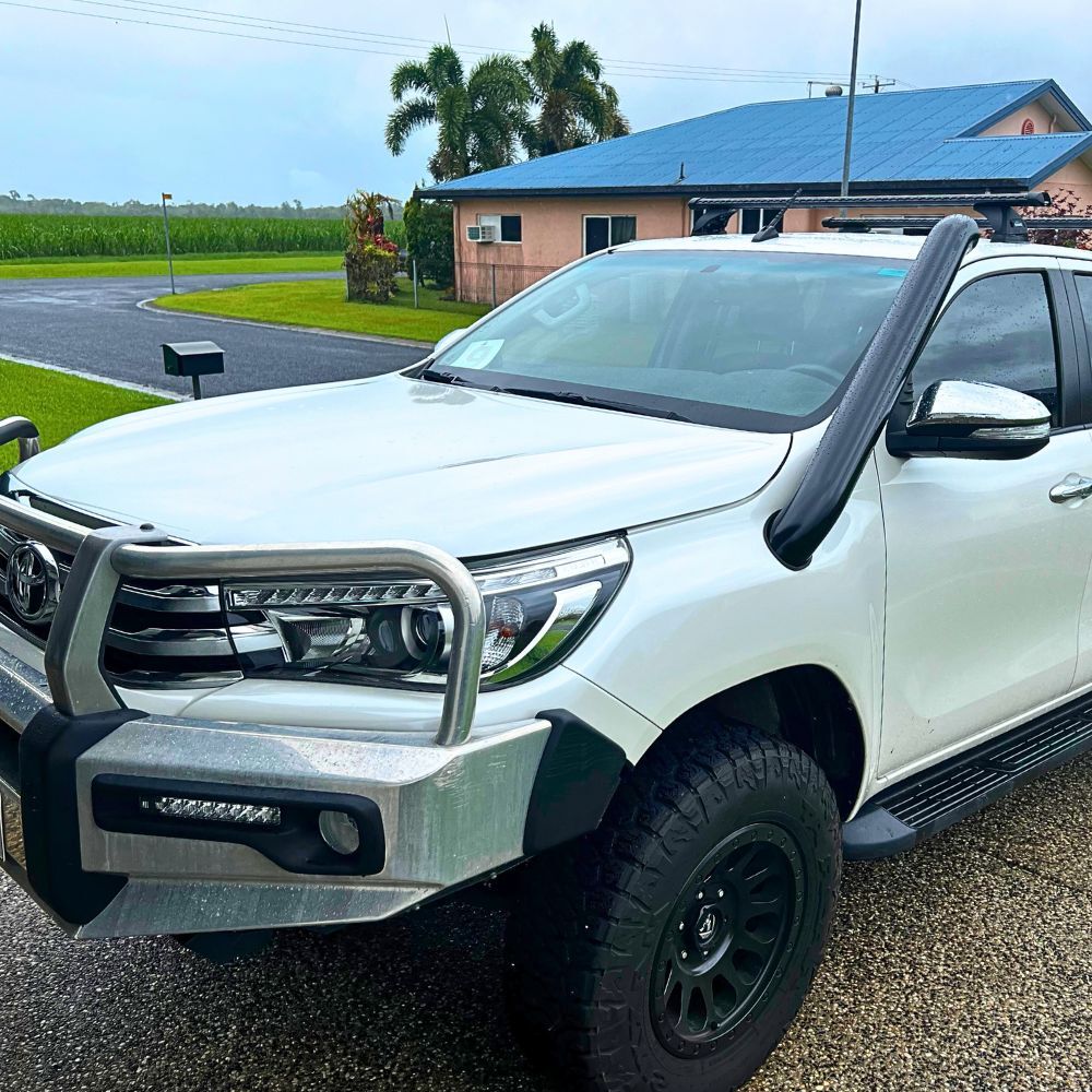 Cobra 4x4 Passenger Side Black Short Entry Stainless Steel Snorkel Kit Suits Toyota Hilux 2015 - 2022 2.8L D2D 4" Turbo Air intake Pipe N80
