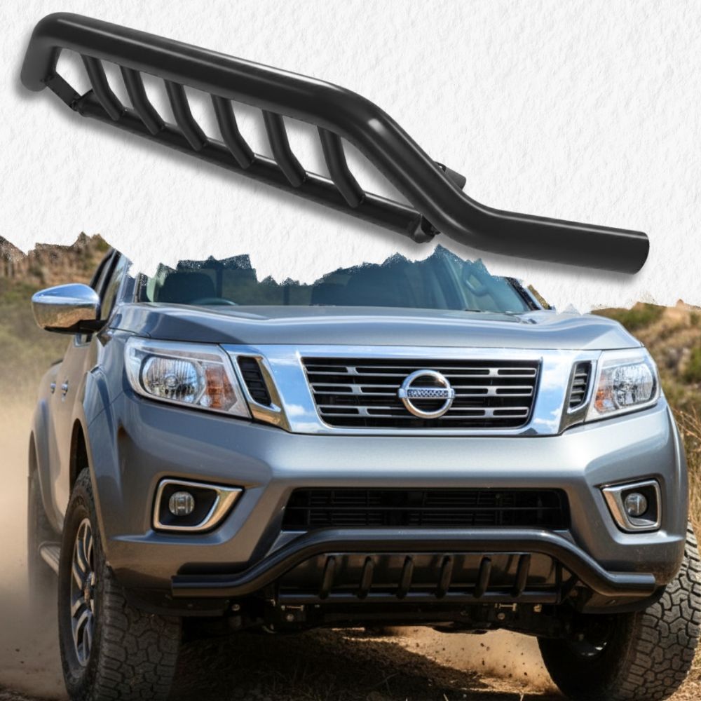 Shark Nudge Bar Gloss Black Heavy Duty Steel Suits Nissan Navara NP300 2015 - 2020 Front Grill Bull Bumper Guard