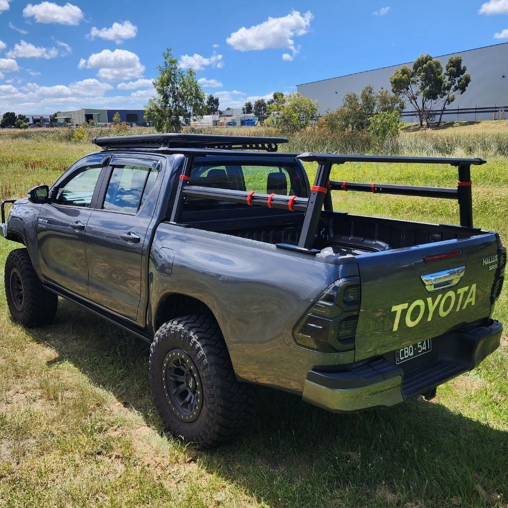 Aluminium Universal High Tub Rack Adjustable Roof Ute Tradie Steel Roll bar Ranger Hilux Triton Navara