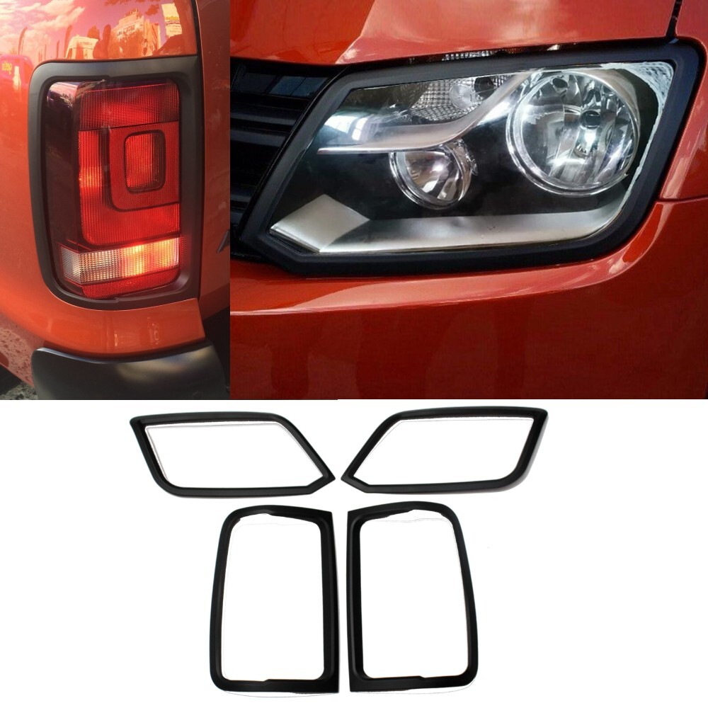 Matte Black Head Light and Tail Light Trim Covers suits Volkswagen Amarok 2009-2020