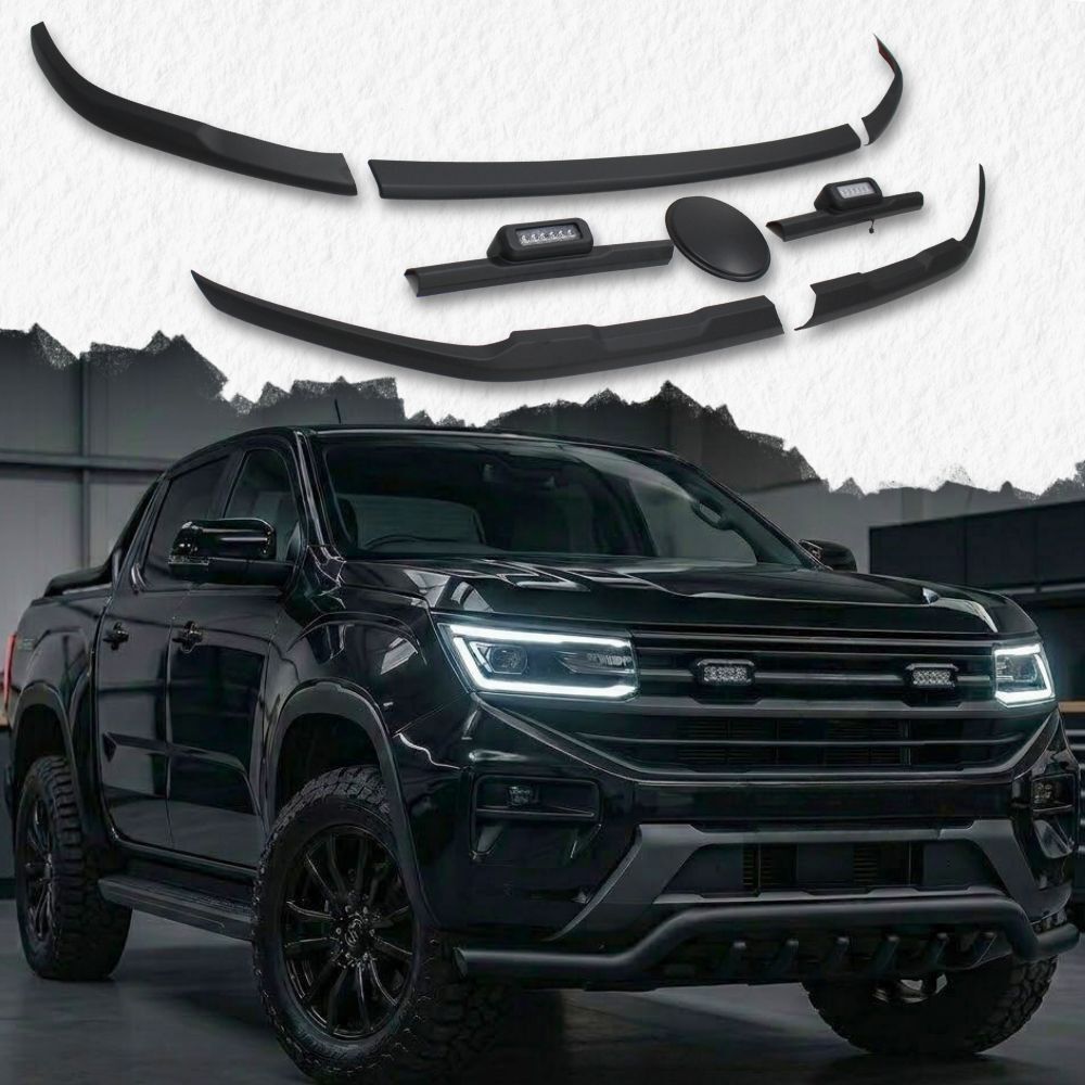 Front Grill Trim With White LED Matte Black Suits Amarok 2023 Onwards Next Gen Cover Grille Trims