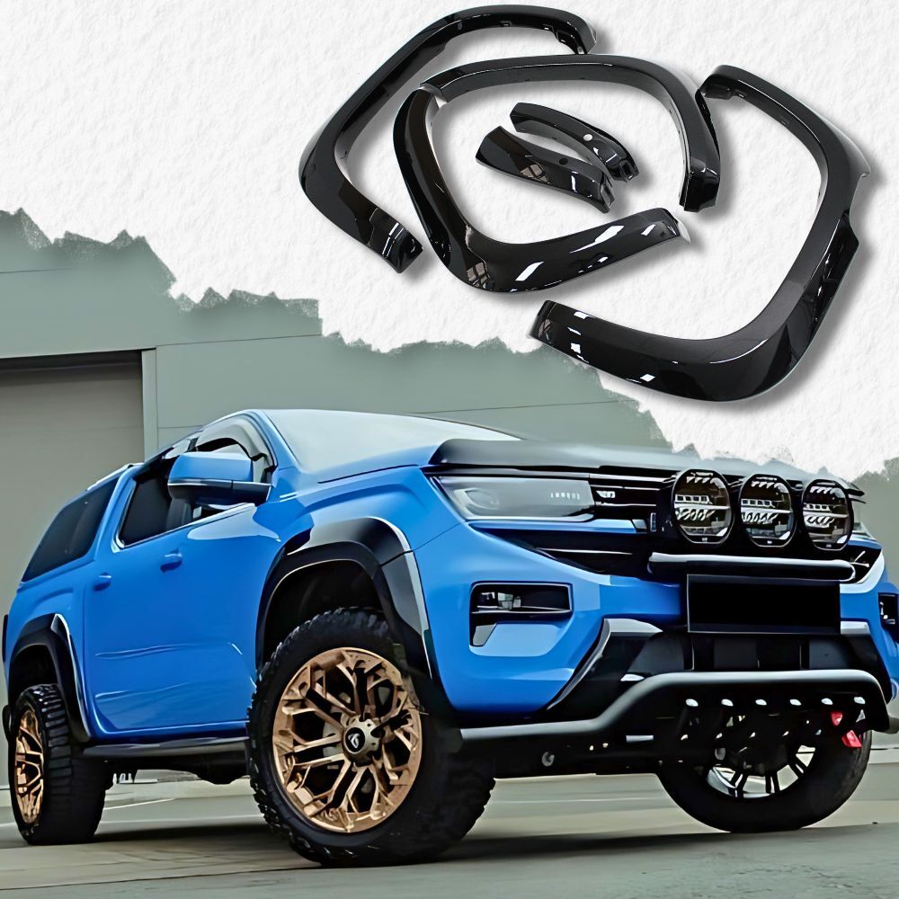 Gloss Black OEM Fender Flares With Sensor Hole Fits Amarok 2023 Onwards Dual Cab Guard