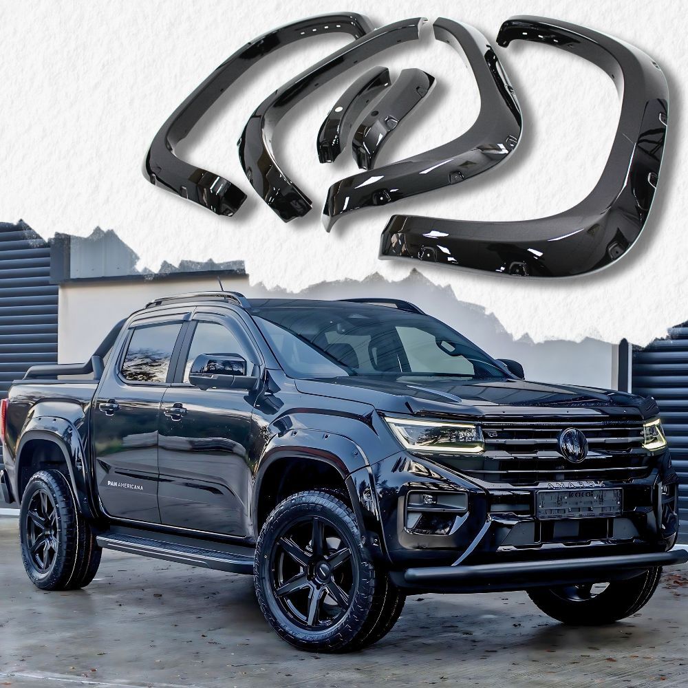 Pocket Style Gloss Black With Sensor Fender Flares Suits Amarok 2023 Onwards Next Gen Dual Cab
