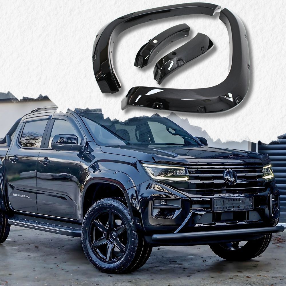 Front Pocket Style Gloss Black With Sensor Fender Flares Suits Amarok 2023 Onwards Next Gen Dual Cab