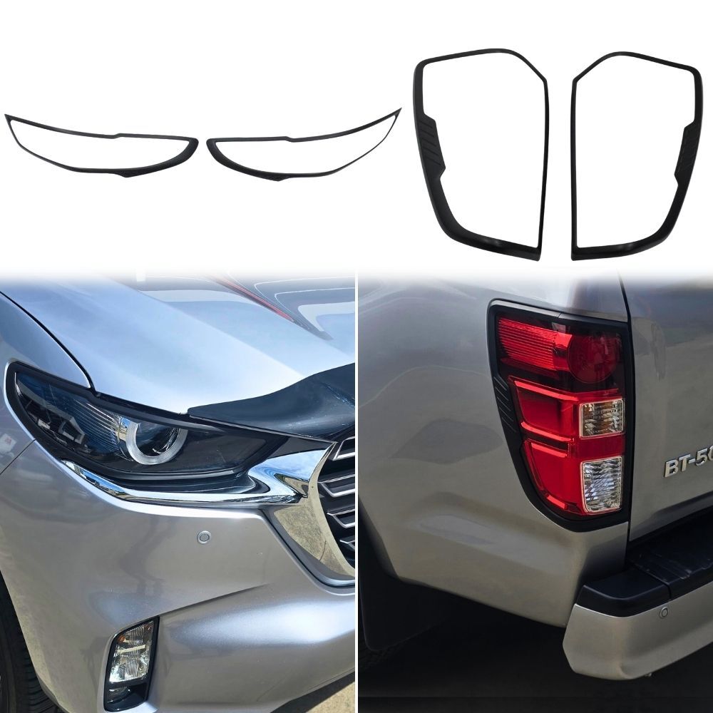 Matte Black Head Light and Tail Light Trim Covers suits Mazda BT50 2021