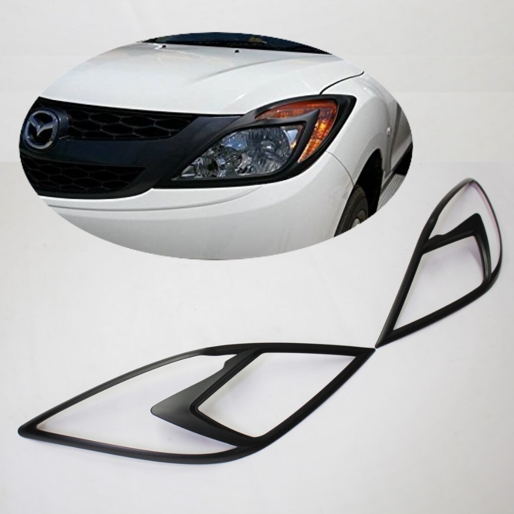 Matte Black Head Light Trim Covers suits Mazda BT50 2012 - 2020