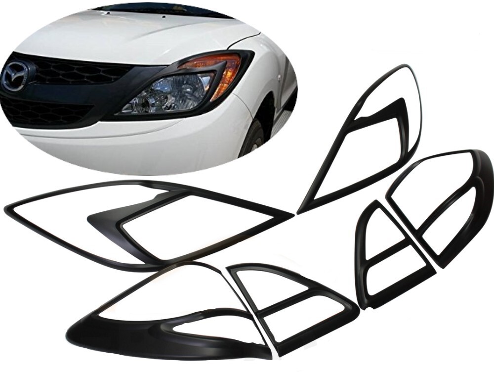 Matte Black Head Light and Tail Light Trim Covers suits Mazda BT50 2012 - 2020
