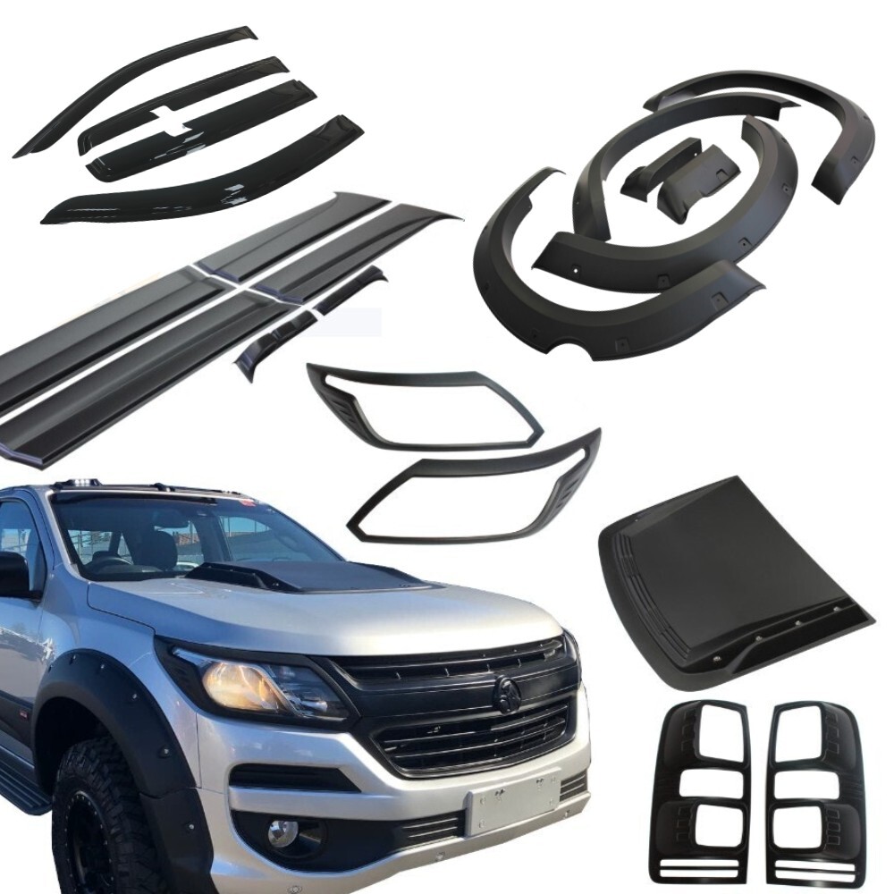 Fender Flares Bonnet Scoop Weather shields Cladding Light trims Combo suit Holden Colorado 2017 2018 2019