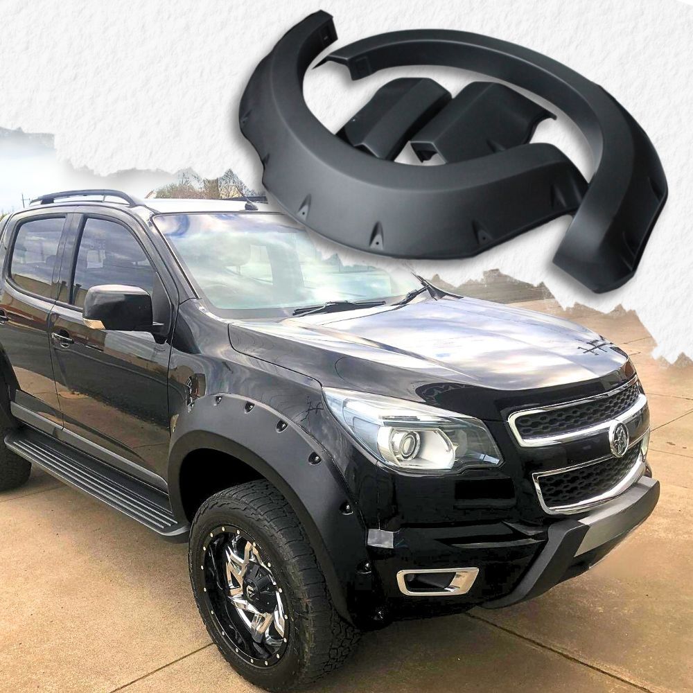 Front Pocket Style Matte Black Flares fit Holden Colorado 2017 Onwards Wheel Guard Black