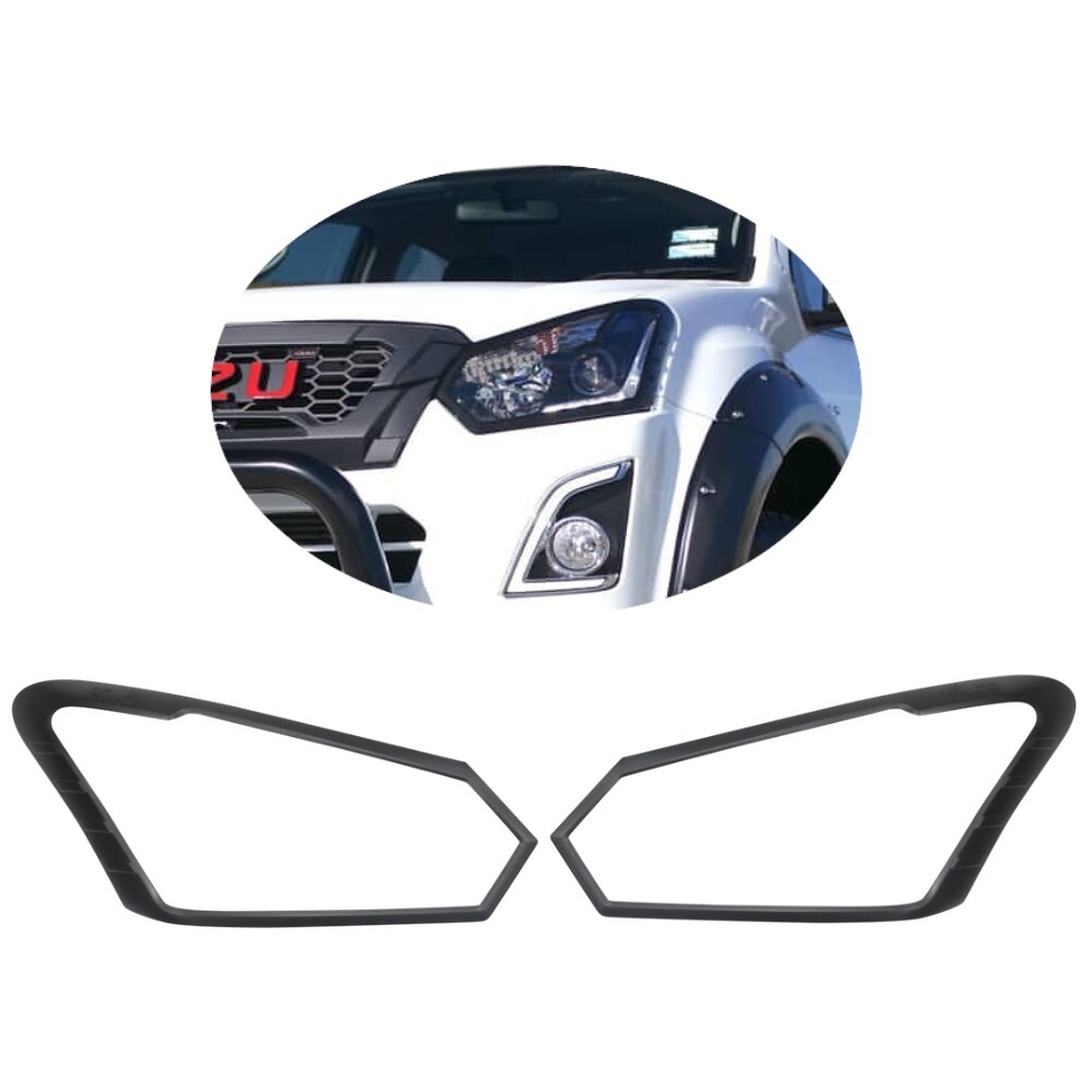 Matte Black Head Light Trim Cover Protector Suits ISUZU DMAX 2016 - 2019 D-MAX