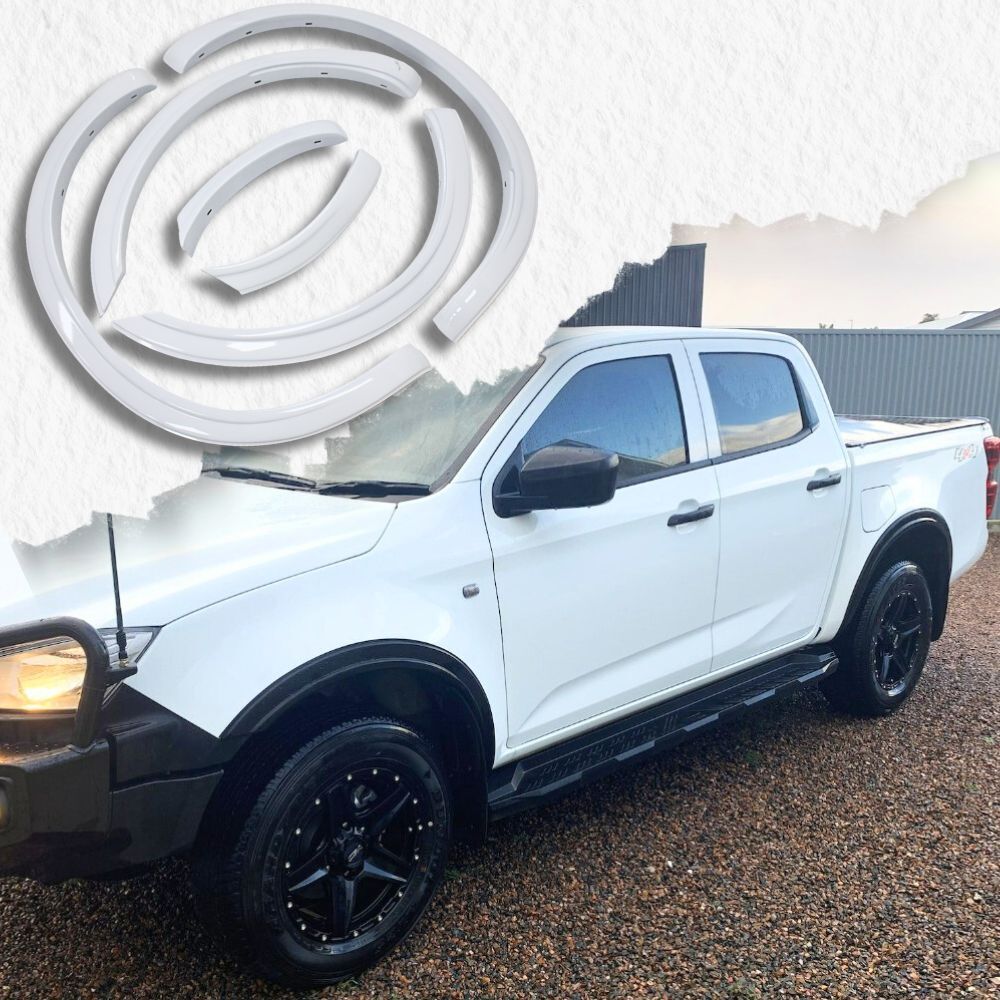 Thin Slim OEM Style Gloss White Fender Flares Fits D-max DMAX 2020 Onwards Guard 