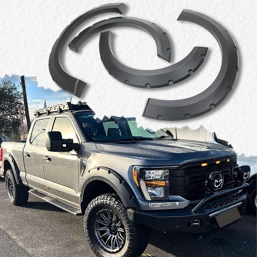 Pocket Style Matte Black Fender Flares Suits Ford F-150 2021 Onwards Dual Cab 4WD
