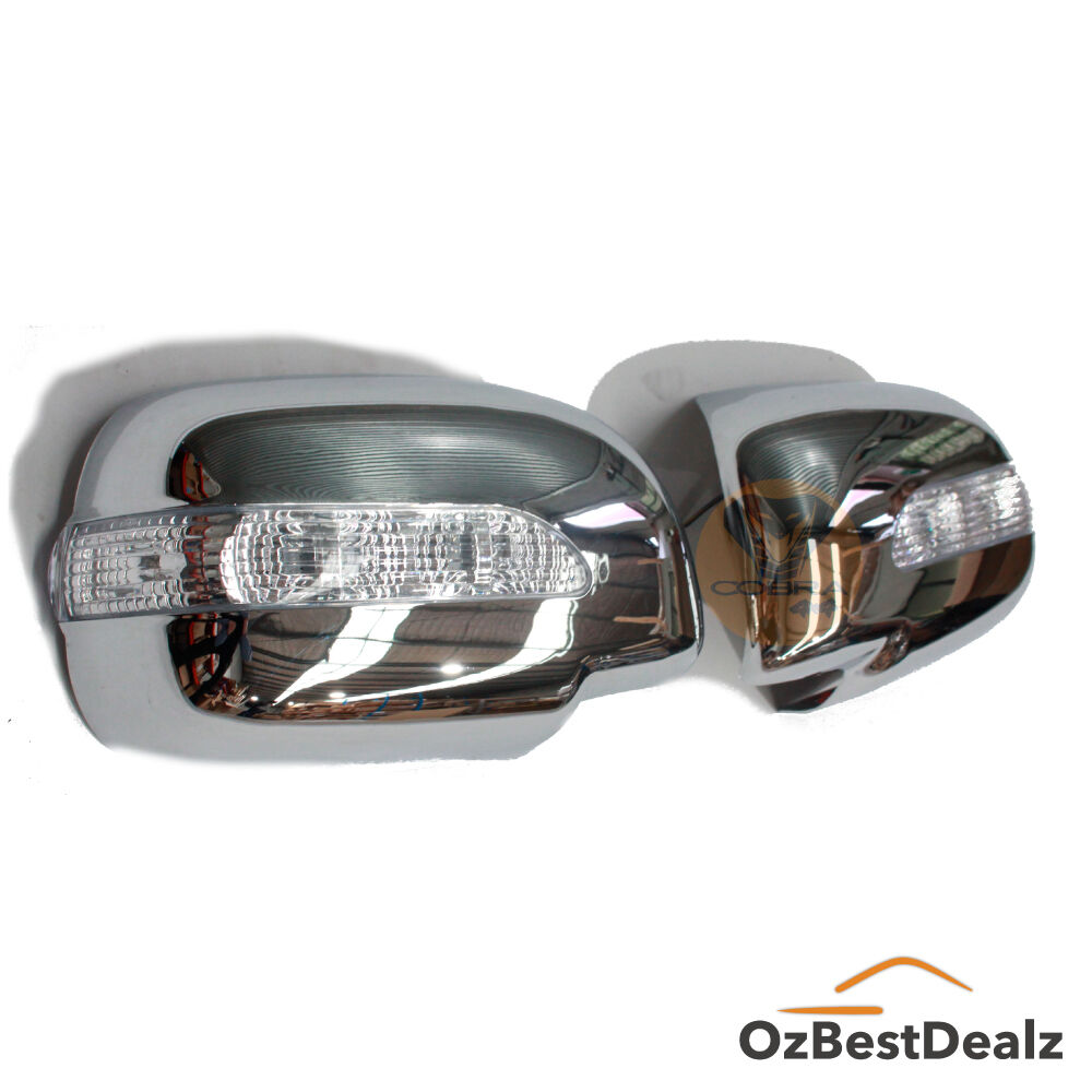 Chrome Silver Mirror Covers suitable for Toyota Hilux 2005 - 2015 With LED Indicators