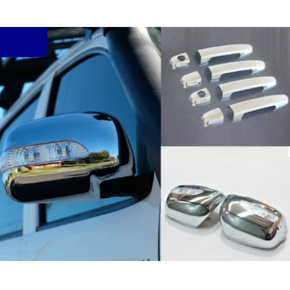Chrome Silver Mirror covers + Indicators LED + Door Handles suitable for Toyota Hilux 05-15