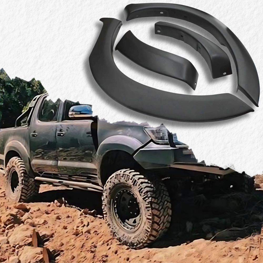 Front Matte Black OEM Style Fender Flares Suits Toyota Hilux 2011 - 2015 Dual Cab Guard Arch