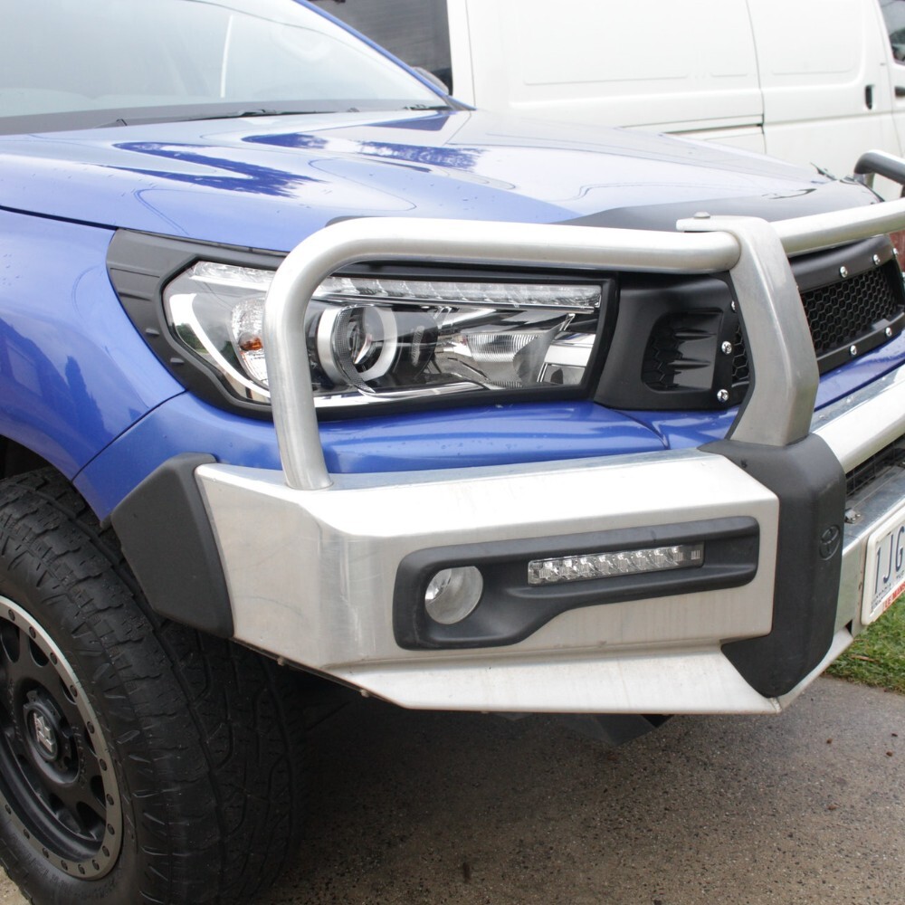 Matte Black Head Light Trim suitable for Toyota Hilux 2015 - 2018 Cover Protector SR TRD 