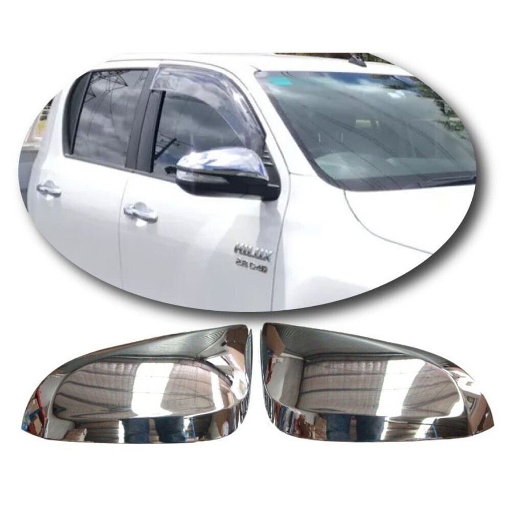 CHROME SILVER MIRROR COVERS suitable for TOYOTA HILUX 2015 - 2021