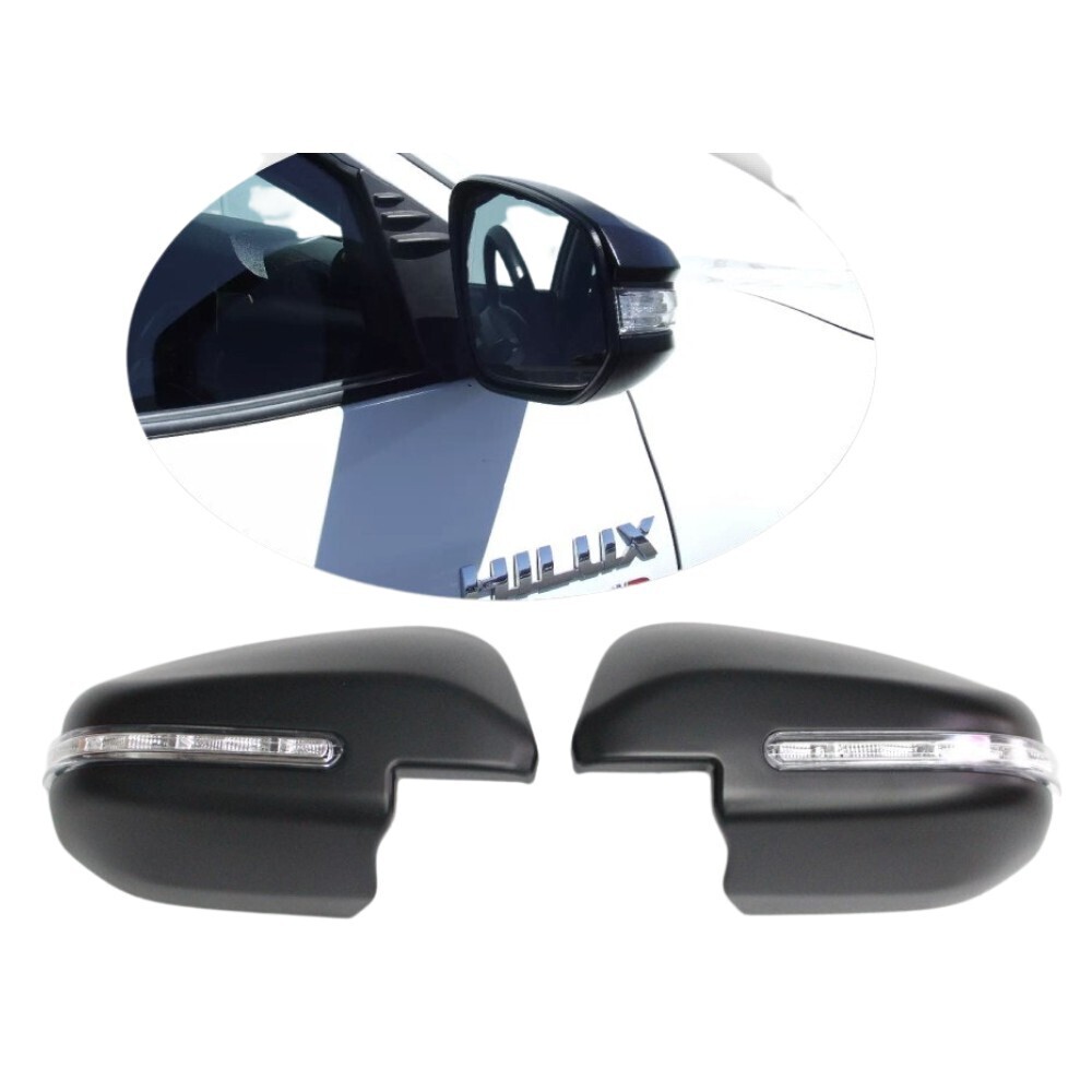 MATTE BLACK MIRROR COVERS WITH LED  TOYOTA HILUX 2015 -2019