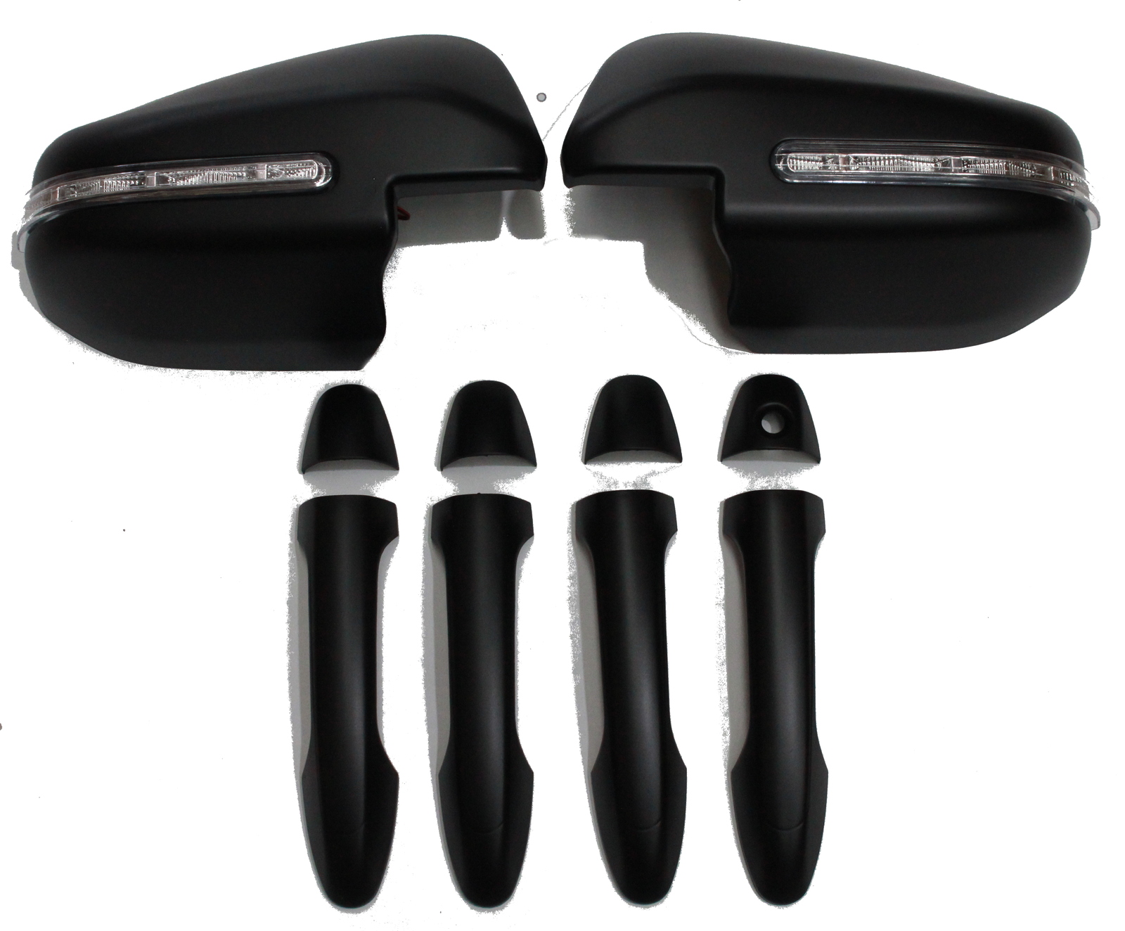 Mirror Covers LED Indicators & Handles suitable for Toyota Hilux 2015+ Matte Black