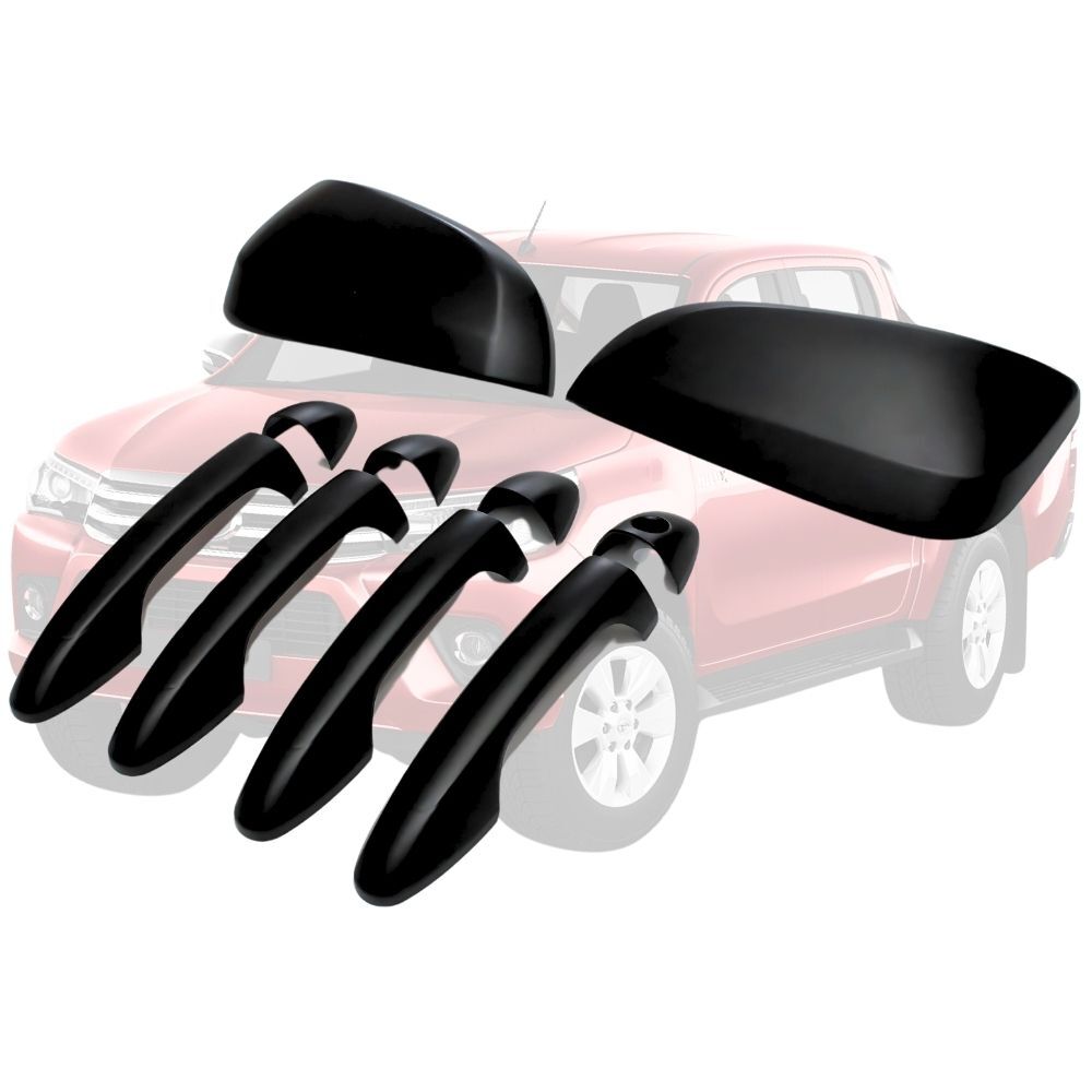 Mirror Covers & Handles suitable for Toyota Hilux 2015+ Matte Black