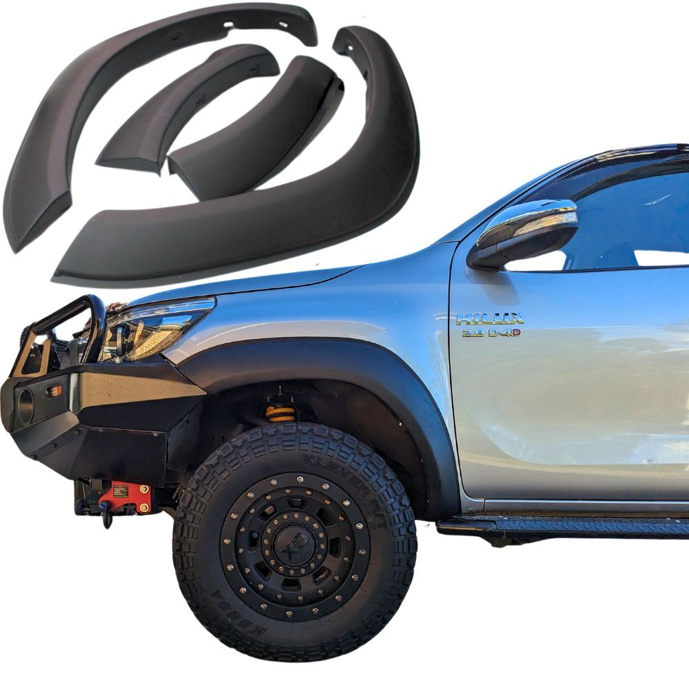 Front Matte Black OEM Style Flares suitable for Toyota Hilux SR5 SR TRD 2015 - 2018