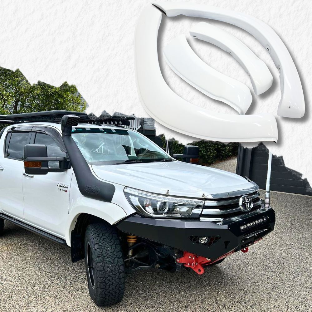 Front Fender Flares OEM Style Gloss White Suits Toyota Hilux 2015 - 2018 TRD SR SR5 Wheel Guard Flare