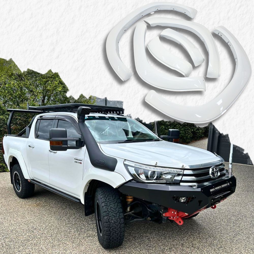 Fender Flares OEM Style Gloss White Suits Toyota Hilux 2015 - 2018 TRD SR SR5 Wheel Guard Flare