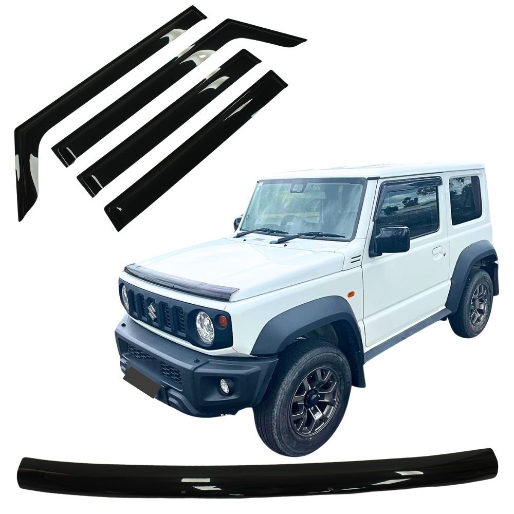 Bonnet Protector & Weather Shields suits Suzuki Jimny 2018 Onwards Black cover visor guard