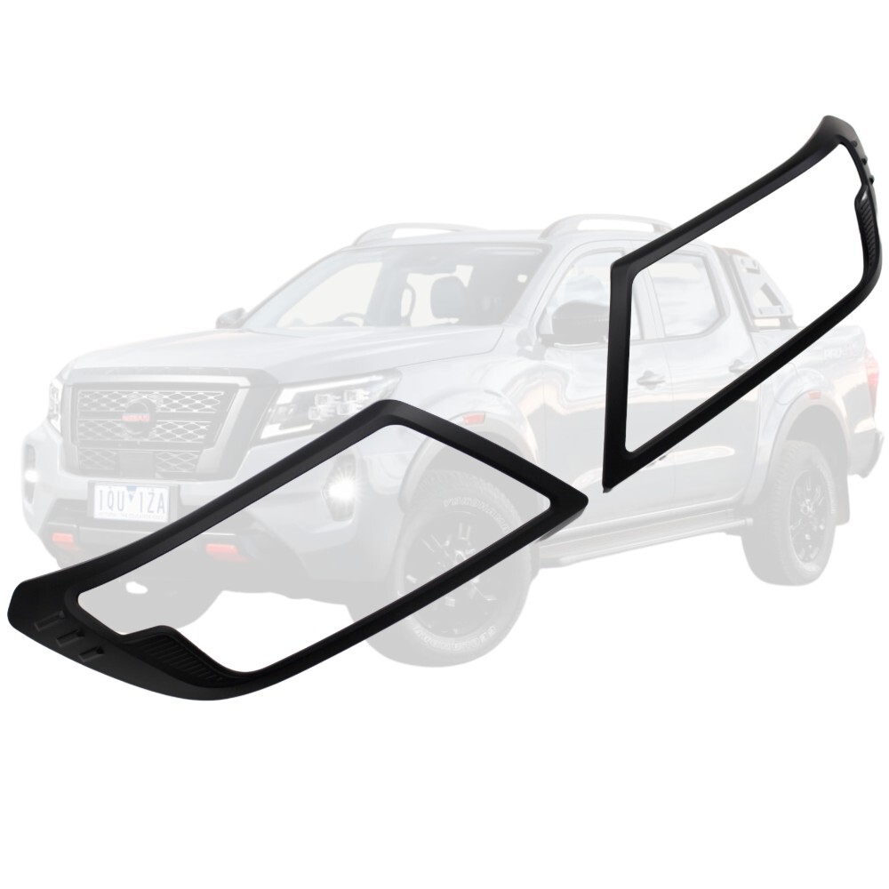 Matte Black Head Light Trims Covers Suits Navara NP300 D23 2021+ Facelift