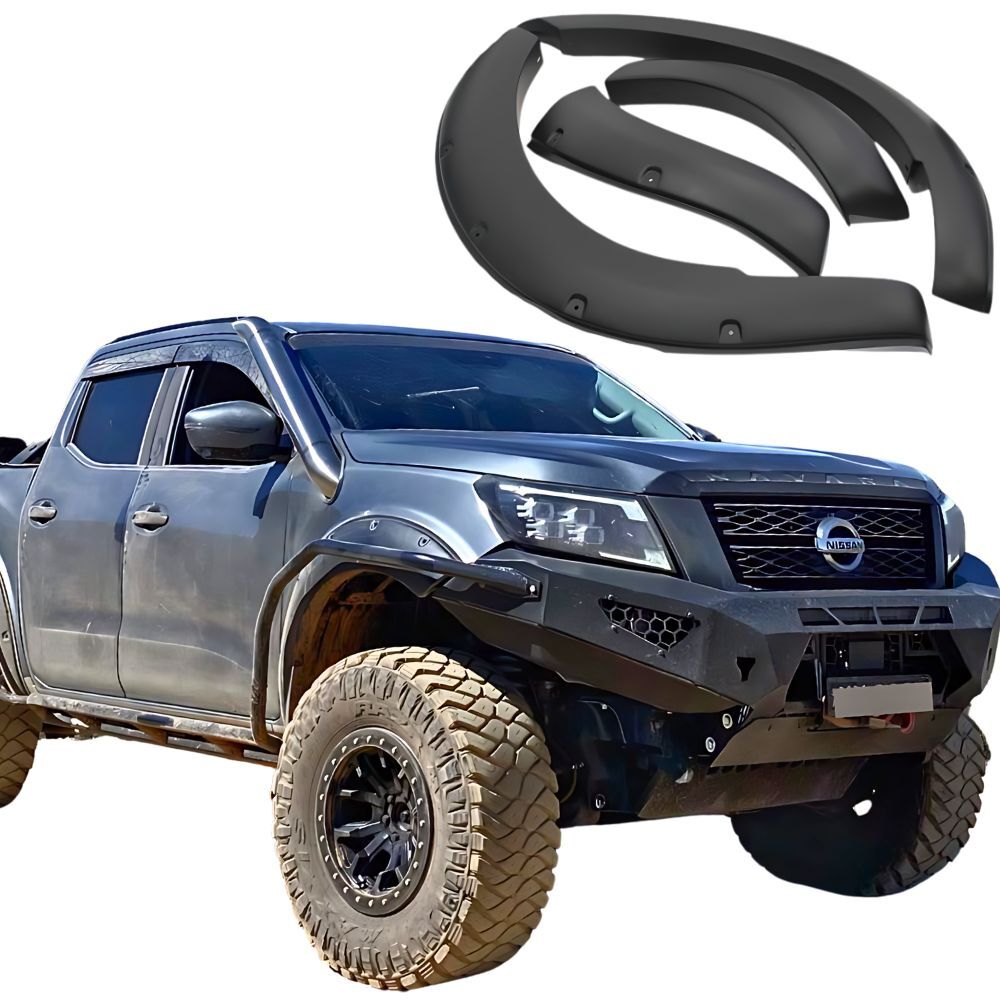 Front Pocket Style Fender Flares suits Nissan Navara NP300 2021 onwards Matte Black Slim Smooth