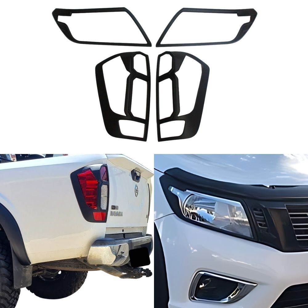 Nissan Navara NP300 2015 - 2020 Matte Black Head Light and Tail Light Trim Covers