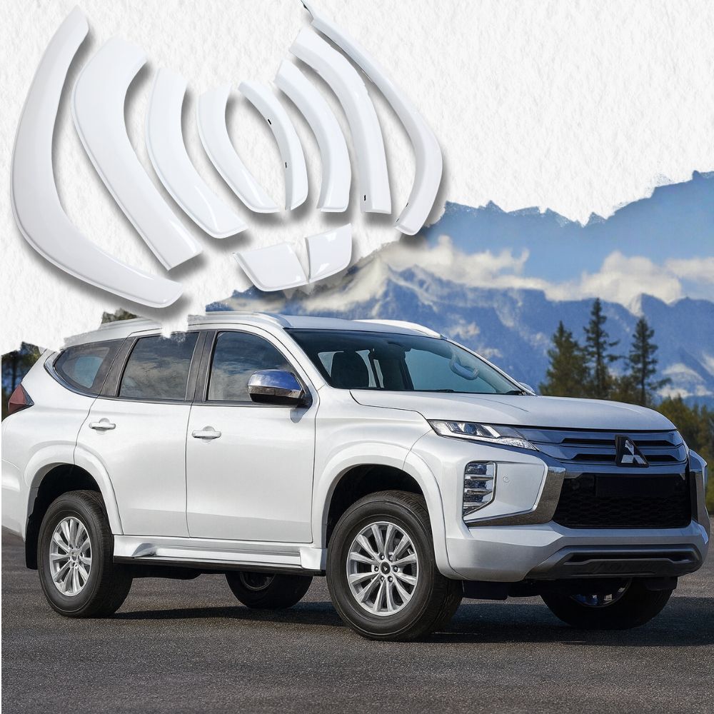 Slim OEM Style Gloss White Fender Flares Fits Mitsubishi Pajero Sport 2019 Onwards Guard