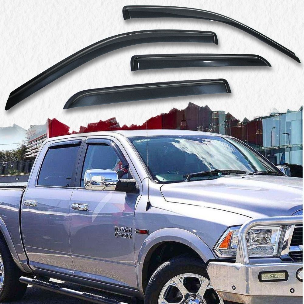 Weather Shields Fits RAM 1500 DS 2009 Onwards Crew Cab Window Visors Weathershields